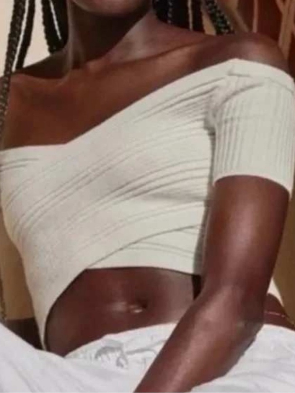 Aerie White Ribbed Off-the-Shoulder Sweater Top XXL